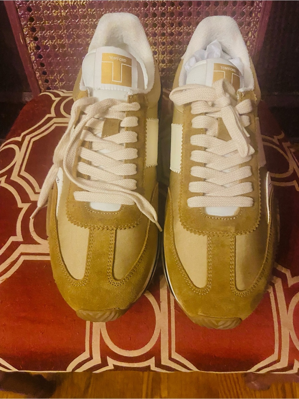 Tom Ford Men's Tan & White Runner Sneakers - Picture 3 of 12